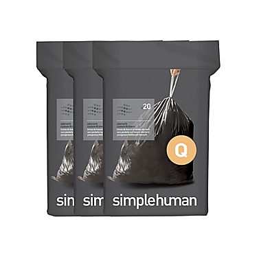 simplehuman&reg; Code Q 60-Pack 50-65-Liter Odorsorb Custom Fit Liners in Black. View a larger version of this product image.