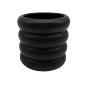 Mini Ribbed Outdoor Planter in Black