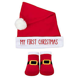 Baby Essentials® 2-Piece Santa Hat and Sock Set in Red