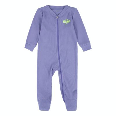 Nike&reg; Newborn Ribbed Zip-Up Footed Coverall in Pale Ivory Heather