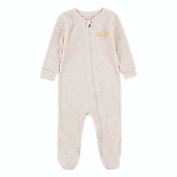 Nike® Size 6M Ribbed Zip-Up Footed Coverall in Pale Ivory Heather