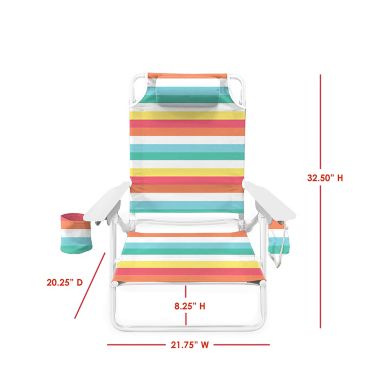 H for Happy&trade; 5-Position Beach Chair in Pink/Yellow. View a larger version of this product image.