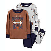 carter&#39;s&reg; Size 3T 4-Piece Football 100% Snug Fit Cotton PJs in Brown/Heather Grey