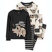 carter&#39;s&reg; 4-Piece Dinosaur 100% Snug Fit Cotton PJs in Dark Grey/Cream