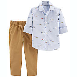 carter's® 2-Piece Button-Front Shirt & Khaki Pant Set in Blue