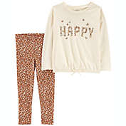 carter&#39;s&reg; 2-Piece &quot;Happy&quot; Jersey Tee and Legging Set in White