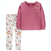 carter&#39;s&reg; 2-Piece Pocket Jersey Top and Printed Legging Set in Pink