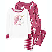 carter&#39;s&reg; 4-Piece Prancing Unicorn 100% Snug Fit Cotton PJs in Pink