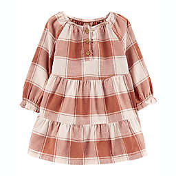 carter's® Newborn Plaid Jersey Dress in Brown