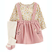 carter&#39;s&reg; 3-Piece Floral Top, Jumper, and Tight Set in Pink