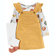 carter&#39;s&reg; 3-Piece Long Sleeve Apple Tee, Jumper, and Tights Set in Yellow