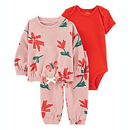 carter's® 3-Piece Floral Cardigan, Bodysuit, and Pant Set in Pink