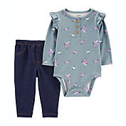 carter&#39;s&reg; Size 12M 2-Piece Floral Bodysuit and Pant Set in Green
