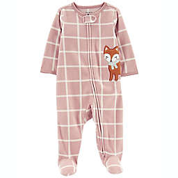carter's® Fox Zip-Up Fleece Sleep & Play Footed Pajama in Pink