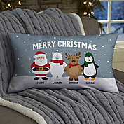 Santa and Friends Personalized Christmas Lumbar Throw Pillow
