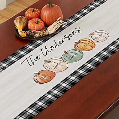 Fall Family Pumpkins Personalized 16-Inch x 96-Inch Table Runner. View a larger version of this product image.