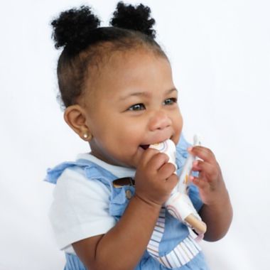 BooginHead&reg; BunBun Baby Teether &amp; Pacifier Clip Combo in Pink Rainbows. View a larger version of this product image.