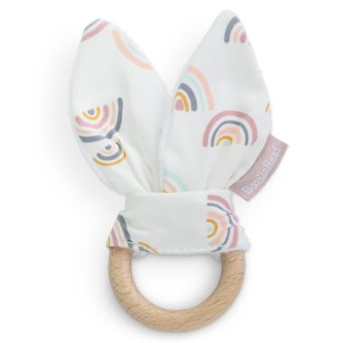 BooginHead&reg; BunBun Baby Teether &amp; Pacifier Clip Combo in Pink Rainbows. View a larger version of this product image.