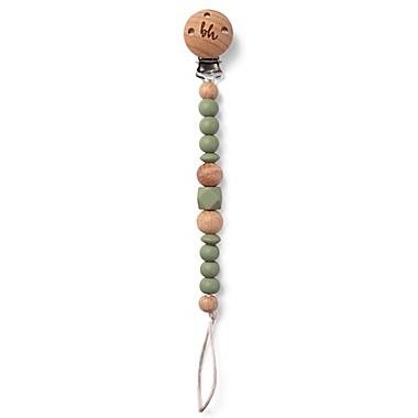 BooginHead&reg; PaciGrip Wood and Food-Grade Silicone Beaded Pacifier Clip in Sage. View a larger version of this product image.