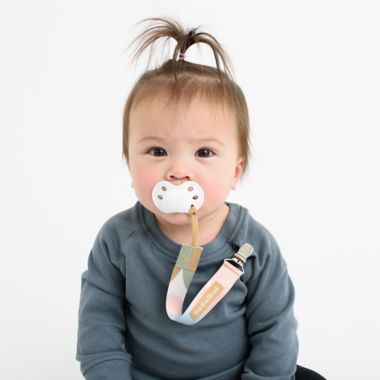 BooginHead&reg; PaciGrip 3-Pack Pacifier Straps in Geometric Pinks. View a larger version of this product image.