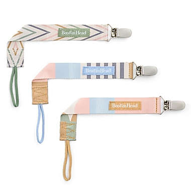 BooginHead&reg; PaciGrip 3-Pack Pacifier Straps in Geometric Pinks. View a larger version of this product image.