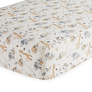 ever &amp; ever&trade; Jungle Fitted Crib Sheet in Cream. View a larger version of this product image.