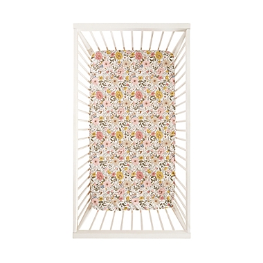 ever &amp; ever&trade; Vibrant Blooms Fitted Crib Sheet in Pink. View a larger version of this product image.
