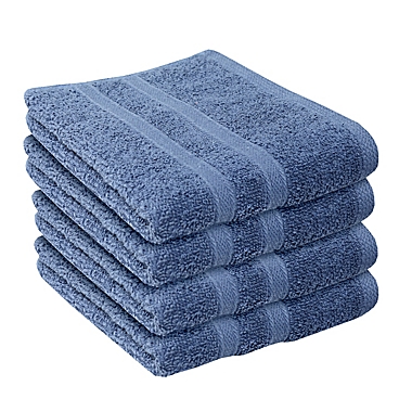 Simply Essential&trade; Solid 4-Piece Hand Towel Set in True Navy. View a larger version of this product image.