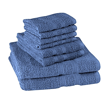 Simply Essential&trade; Solid 8-Piece Bath Towel Set in True Navy. View a larger version of this product image.