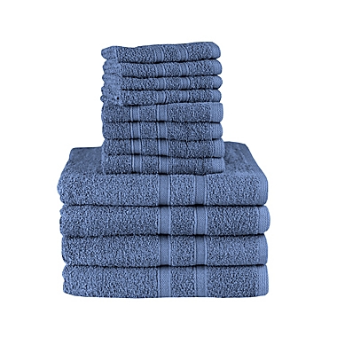 Simply Essential&trade; Solid 12-Piece Bath Towel Set in True Navy. View a larger version of this product image.
