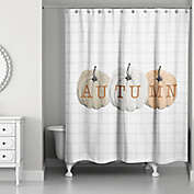 Designs Direct 71-Inch x 74-Inch Autumn Pumpkins Personalized Shower Curtain in White
