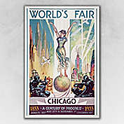 HomeRoots 20-Inch x 30-Inch Vintage 1933 Chicago &quot;World&#39;s Fair&quot; Wall Art Print