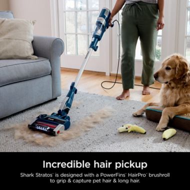 Shark&reg; Stratos&trade; UltraLight Corded Stick Vacuum in Navy. View a larger version of this product image.