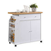 Hodedah Kitchen Cart with Spice Rack in White
