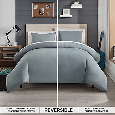 UGG&reg; Corey 3-Piece Reversible King Duvet Cover Set in Ash Fog. View a larger version of this product image.