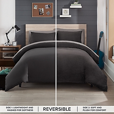 UGG&reg; Corey 2-Piece Reversible Twin/Twin XL Duvet Cover Set in Charcoal. View a larger version of this product image.