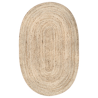 nuLOOM Rigo Hand Woven Farmhouse Jute 3&#39; x 5&#39; Oval Area Rug in Natural. View a larger version of this product image.