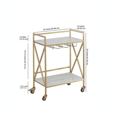 Everhome&trade; Marble Bar Cart in White/Gold. View a larger version of this product image.