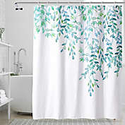 Rings Noble Textile Shower Curtain 180 x 200c M Green Garden Green Grass White Incl 