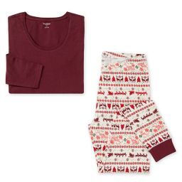 Burt's Bees Baby® Women's 2-Piece Seasons Greetings Tee and Pant PJ Set in Cream