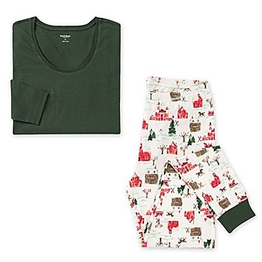 Burt&#39;s Bees Baby&reg; Women&#39;s Medium 2-Piece Holiday Village T-Shirt and PJ Pant Set. View a larger version of this product image.