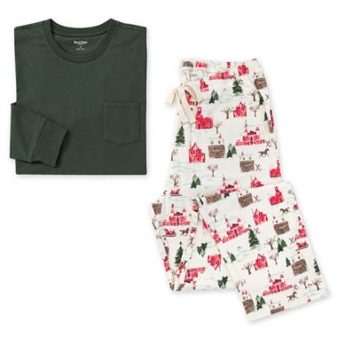 Burt's Bees Baby&reg; XX-Large Mens 2-Piece Holiday Village Tee and Lounge Pant Set. View a larger version of this product image.