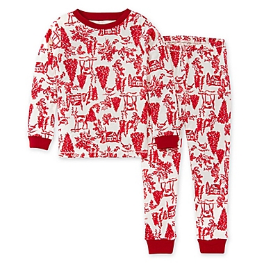 Burt&#39;s Bees Baby&reg; Size 6Y 2-Piece Woodland Winter Organic Cotton Pajama Set in Cream/Red. View a larger version of this product image.