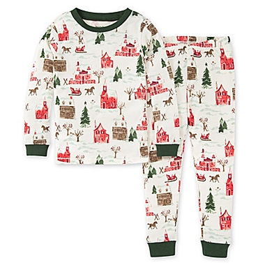 Burt&#39;s Bees Baby&reg; Size 6Y Holiday Village Organic Cotton T-Shirt and PJ Pant Set. View a larger version of this product image.