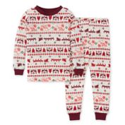 Burt's Bees Baby&reg; 2-Piece Seasons Greetings T-Shirt &amp; Pant PJ Set in Cream/Red
