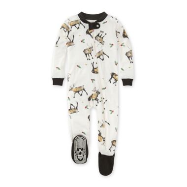 Burt's Bees Baby&reg; Size 0-3M Northern Reindeer Organic Cotton Footed Pajama. View a larger version of this product image.
