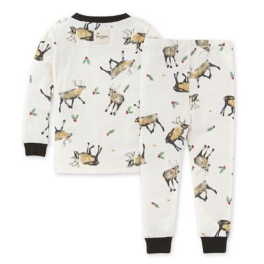 Burt's Bees Baby&reg; Size 18M 2-Piece Northern Reindeer Tee and Pant PJ Set in Cream. View a larger version of this product image.