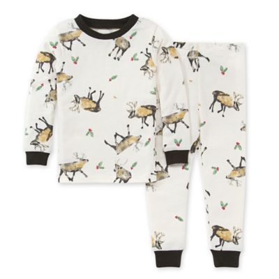 Burt's Bees Baby&reg; 2-Piece Northern Reindeer Tee and Pant PJ Set in Cream