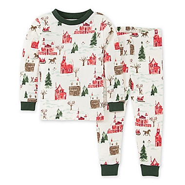 Burt&#39;s Bees Baby&reg; Size 3T Holiday Village Organic Cotton T-Shirt and PJ Pant Set. View a larger version of this product image.