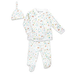 Mac & Moon 3-Piece Multicolor Safari Pals Organic Cotton Footed Pajama Set
